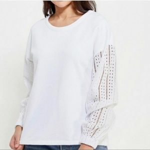Banana Republic White Eyelet Sleeves Sweater